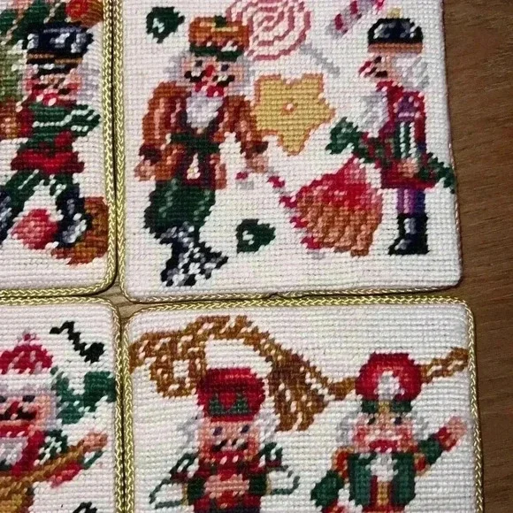 4 NEEDLEPOINT HOLIDAY NUTCRACKER COASTERS - Picture 4 of 8